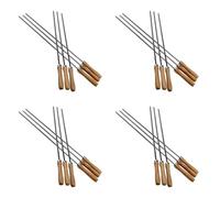 Kznifmk Spiedini per Barbecue nel Acciaio Inossidabile Kebab con Manici nel Legno Bastoncini per Spiedini Piatti nel Metallo Riutilizzabili con 24 Pezzi