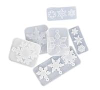 Kznifmk Stampo per colla di cristallo per specchio, fiocco di neve di Natale con foro, ornamento da appendere