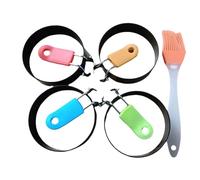 Kznifmk Stampo rotondo per frittata con manico in silicone e anello antiaderente per frittata, stampo per torta e cottura