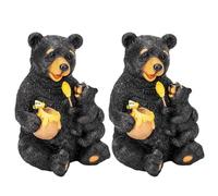 Kznifmk Statua da giardino, statuetta di orsi d' , decorazione del cortile esterno, regalo per appendere la cremagliera di compleanno