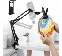 Kznifmk Supporto per cerchio da ricamo regolabile, supporto per cerchio/tablet, telefono, supporto da scrivania con rotazione a 360°, cornice ad ago