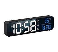 Kznifmk Sveglia Digitale con Musica un LED un Specchio, Doppia Sveglia, Temperatura, Snooze, Porta di Ricarica USB per Ufficio nel Camera da Letto (Nero)