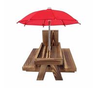 Kznifmk Tavolo da pic-nic, mangiatoia per scoiattoli con ombrello, mangiatoie per scoiattoli in legno per esterni, mangiatoia per Tamias + , installazione facile e