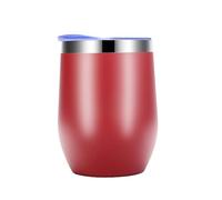 Kznifmk Tazza A Guscio D' Tazza Isolata In Acciaio Inossidabile A Doppio Strato Sottovuoto per Vino Rosso Portauovo Bicchiere da Caffè con Coperchio Rosso