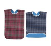 KZNKZN 2 bavaglini impermeabili per adulti, lavabili, riutilizzabili, per anziani, uomini e donne, rosso, blu scuro, 78*44 cm.