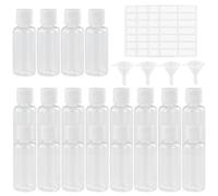 KZNKZN 20 bottiglie ricaricabili da 30 ml, trasparenti, in plastica, con piccoli imbuti ed etichette, per imballaggio, articoli da toeletta, shampoo, cosmetici liquidi