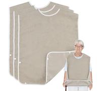 KZNKZN Bavaglino per adulti per anziani, lavabile, con raccogli briciole, impermeabile, protezioni per abbigliamento per adulti, anziani e disabili, Marrone, 78*45cm