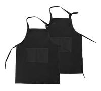 KZNKZN Set di grembiule con cappello da chef per bambini, grembiule regolabile con 2 tasche, per bambini, per pittura, cucina, cucina, scuola, attività all'aperto, Nero , M,56x46cm