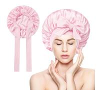 Kzouenzu Cuffia per Capelli, Cuffia Seta Capelli Notte da Donna, Riutilizzabile Cuffie Capelli, Berretto per Dormire in Raso Morbido E Confortevole [Rosa]