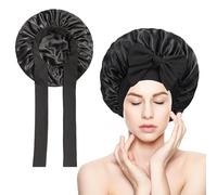 Kzouenzu Cuffia per Capelli, Cuffia Seta Capelli Notte da Donna, Riutilizzabile Cuffie Capelli, Berretto per Dormire in Raso Morbido E Confortevole [Nero]