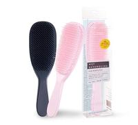 Kzouenzu Spazzola Per Capelli Bagnata, Perfetta Per Capelli Lunghi, Spessi, Ricci E Strutturati, Impugnatura Ergonomica [Nero + Rosa]