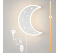KZT 14W Applique da Parete Interno con Interruttore Dimmerabile Lampada da Parete Bianco Caldo 3000K Lampada da Comodino Design in Luna Lampada da Notte per Camera da Letto Bambini Soggiorno