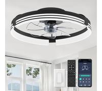 KZT Ventilatore da Soffitto con Luce e Telecomando 50cm Dimmerabile Plafoniera con Ventilatore Regolabile 6 Velocità/Reversibili Moderno Lampada da soffitto per Camera da Letto, Soggiorno, Cucina