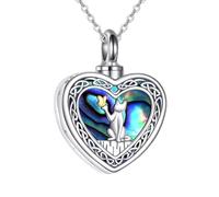 KZX Collana con ciondolo in argento Sterling 925 con ciondolo a forma di urna per animali domestici, gioiello per ceneri, medaglione a forma di cuore, per donne e uomini, one size, Argento sterling