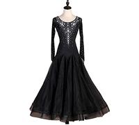 kzytamz Abito da Ballo da Sala per Donna Abito da Valzer Moderno Abito da Ballo da Concorso A Maniche Lunghe Tango Dancewear Vestiti da Ballo Standard Regalo Donna (XXL,Black)
