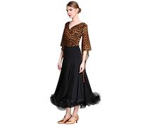 kzytamz Abito da Ballo da Sala per Donne Valzer Tango Abiti da Ballo di Flamenco Abito da Ballo Moderno con Maniche A Balze in Pizzo Vestiti da Ballo Standard Regalo Donna (L,black2)