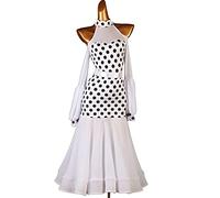 kzytamz Abito da ballo moderno da donna, con maniche a sbuffo a spalle scoperte, standard nazionale, abito da sala da ballo, costume da competizione di danza moderno, costume da donna (S, bianco)