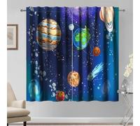Kzzfqxb 140×229cm Set di 2 pannelli di tende Planetarie, Sistema Solare, Pittura di Asteroidi e Meteoriti per Bambini, Decorazioni per Camera da Letto e Soggiorno, Drappeggi Divertenti