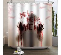 Kzzfqxb Tende da doccia 105x160cm con ganci, Halloween stanza chiusa omicidio inquietante lettere di aiuto sanguinanti impermeabile poliestere per vasca, Decorazione festa dell'orrore per bagno