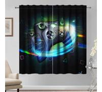 Kzzfqxb Tende per GamePad 117x138 cm 2 Pannelli, Maniglia di Comando Nera per Giochi Esports con Apertura Brillante Tendaggi, Decorazioni per Bambini Adolescenti Camera da Letto Soggiorno