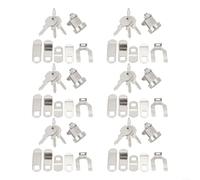 L-1172C - Kit di serratura a cilindro in lega di zinco con 3 chiavi uguali, linguette di bloccaggio e dado, ideale per cassette postali e guardaroba (6 set)