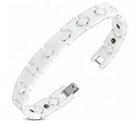 L-19Cm L-10Mm | Bracciale Magnetico A Maglie In Ceramica Bianca