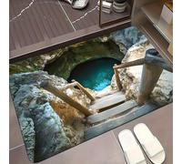 L, 60 x 90, tappetino per porta d'ingresso per interni ed esterni, tappeto con illusione ottica, zerbino con illusione vortice, resistente allo sbiadimento, a basso profilo, facile da pulire