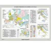 Carlo Magno - L'Alto Medioevo in Europa / Il Basso Medioevo in Europa e Italia - Carta Murale