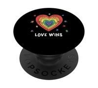 L"amore vince l"affermazione di supporto all"autismo arcobaleno PopSockets PopGrip Adesivo