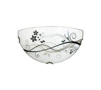 L+ Applique Diffusore in Vetro Circolare Mezza Luna Metallo Serigrafia per Camera da Letto Cucina Soggiorno E27 32x16cm