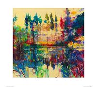 L' Arte Gruppo Doug Eaton (Looking Across The Pond) - Stampa Artistica 60 x 60 cm, Carta, Multicolore, 60 x 60 x 1.3 cm