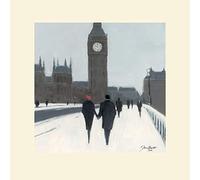 L' Arte Gruppo Jon Barker (Big Ben, Berretto Rosso e Neve) - Formato 40 x 40 cm, Carta, Multicolore, 40 x 40 x 1.3 cm
