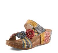 L`Artiste Ohsosweet - Zeppa da donna in pelle floreale con soletta morbida imbottita, Multicolore., 39.5 EU