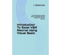 L Castelluzzo Introduction To Excel VBA Macros Using Visual Basic (Tascabile)