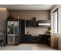 L Cucina Da Incasso Angolare Respekta Merle 370 cm Eiche Nero French Door