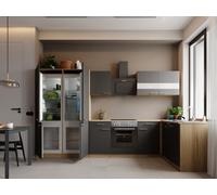 L Cucina Einbau Merle Respekta Eiche Grigio 340 cm French Door