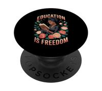 L"educazione divertente è libertà dicendo donne nere con lettore floreale PopSockets PopGrip Adesivo