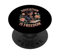 L"educazione divertente è libertà dicendo donne nere con lettore floreale PopSockets PopGrip Adesivo