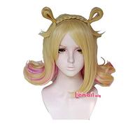 L-email wig LOL Neeko Cosplay Wig Prestige Star Guardian Blonde Mixed Pink Curly Short Cosplay Wigs Heat Resistant Synthetic Hai