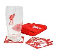 L.F.C - Set mini bar ufficiale del Liverpool Football Crest (bicchiere da pinta, sottobicchieri e asciugamano da bar)