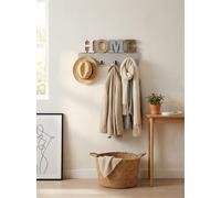 l&j Appendiabiti da Parete in Legno - 4 Ganci 46 cm - Attaccapanni da Muro per Ingresso, Cameretta e Bagno Cucina, Appendino da Parete Muro Porta Strofinacci Asciugamani Canovacci Borse (XL)