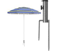 l&j Base per Ombrellone da Terra con Picchetto Trivella in Acciaio - Supporto Ombrellone da Giardino, Puntale Spiaggia e Pesca, Spirale Ombrello Mare Antivento Robusto e Facile da Installare