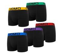 L&K Boxer da Uomo in Cotone, Confezione da 5, Taglie dalla M alla 5XL, Neri con Elastico in Vita Color Neon, vestibilità Comoda Senza Etichette fastidiose 1116-H 4XL