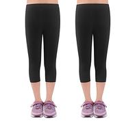 L&K-II 2 er Pack Leggings Bambina 3/4 Pantaloni Bambina Pantaloni Capri Realizzati con Abiti scolastici di Cotone Nero 158/164 2723
