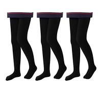 L&K-II Collant Termico Ragazze Bambini Collant con Fodera Interna Inverno Caldo Coprente Senza Cuciture Treggings A Vita Alta Multicolore 4611 nero 134-140