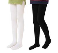 L&K-II Collant Termico Ragazze Bambini Collant con Fodera Interna Inverno Caldo Coprente Senza Cuciture Treggings A Vita Alta Multicolore 4611 nero+bianco 146-152