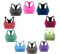 L&K-II Confezione da 3 reggiseno sportivo da donna senza ferretto, imbottito, forte tenuta regolabile, push up, corsa, jogging, yoga, Confezione da 3 pezzi, S-M