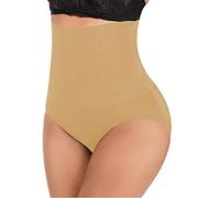 L&K-II Guaina Contenitiva Donna Pancia Piatta Mutande Contenitive Vita Alta Intimo Contenitivo Modellante Slip Dimagrante Shapewear Senza Cuciture Beige XS/S