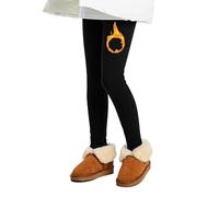L&K-II Leggings Termici Leggings Invernali per Bambini Pantaloni per Bambini Foderati in Pile di Cotone Spesso 4610 Nero 110-116