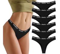 L&K-II Perizoma Donna Sexy Hot Cotone Semplice e Confortevole Thong Tanga Donna Elastico in Vita Strings Pacco da 6 Nero XL